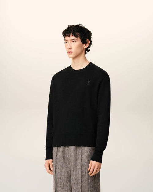 Pull Noir Col Rond Ami De Coeur En Laine