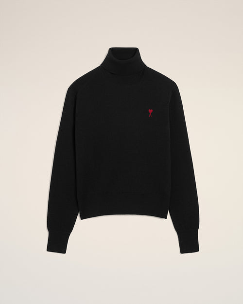 Pull Noir Col Roulé Ami De Coeur En Laine