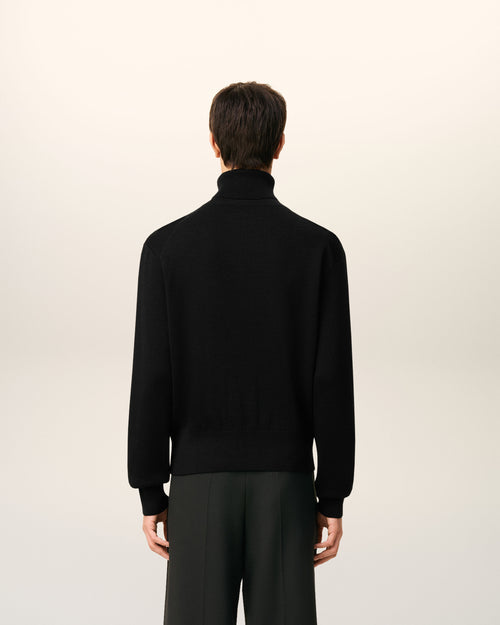 Pull Noir Col Roulé Ami De Coeur En Laine