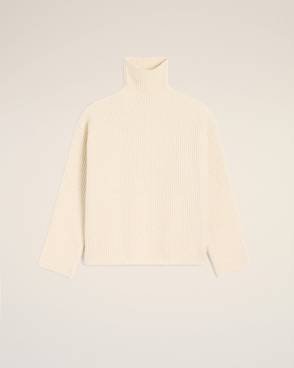 Pull Blanc Col Cheminée En Laine