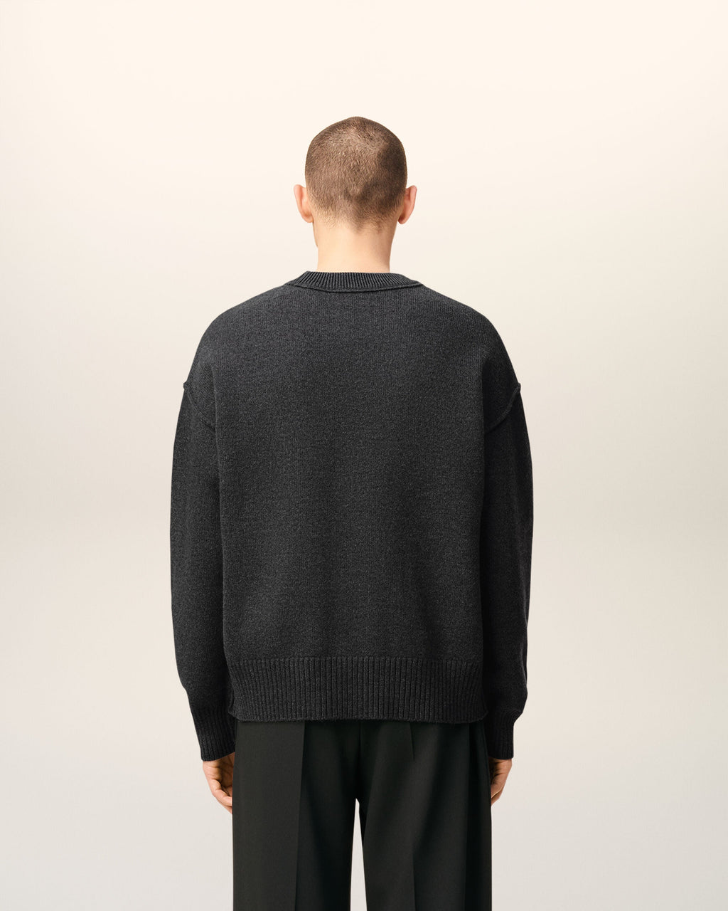 Pull Gris Col Rond Ami De Coeur En Laine