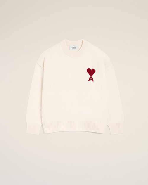 Pull Blanc Col Rond Ami De Coeur En Laine