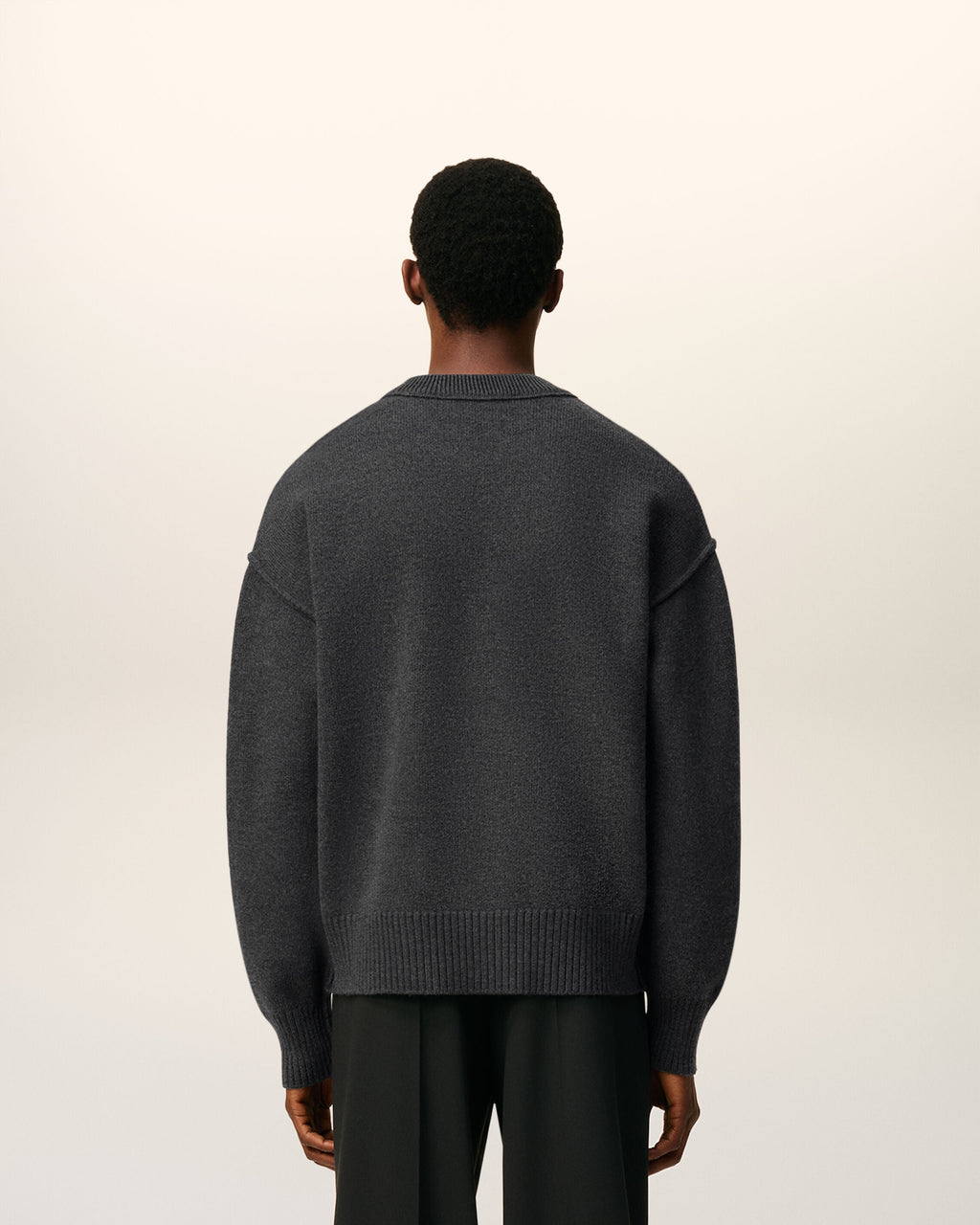 Pull Gris Col Rond Ami De Coeur En Laine