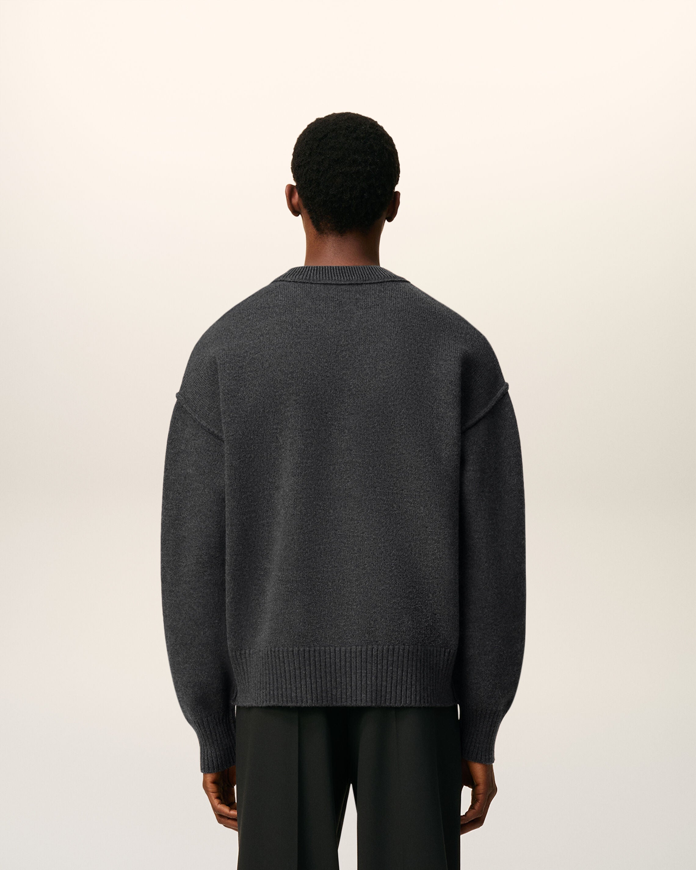 Pull Gris Col Rond Ami De Coeur En Laine