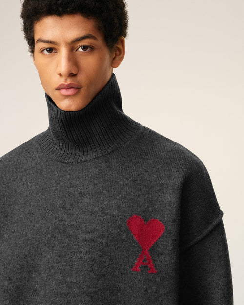 Pull Gris Col Cheminée Ami De Coeur En Laine