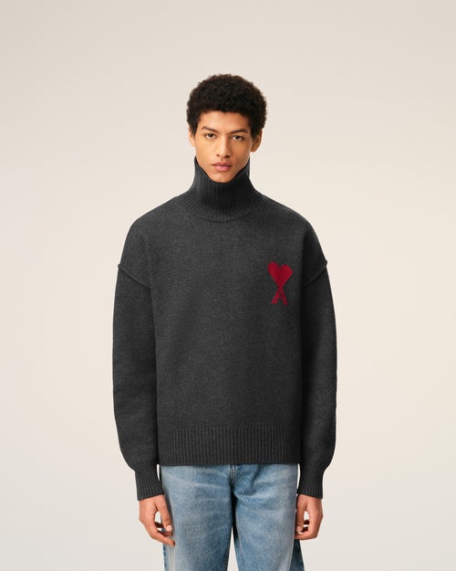 Pull Gris Col Cheminée Ami De Coeur En Laine