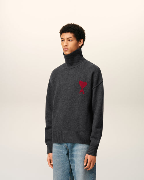 Pull Gris Col Cheminée Ami De Coeur En Laine