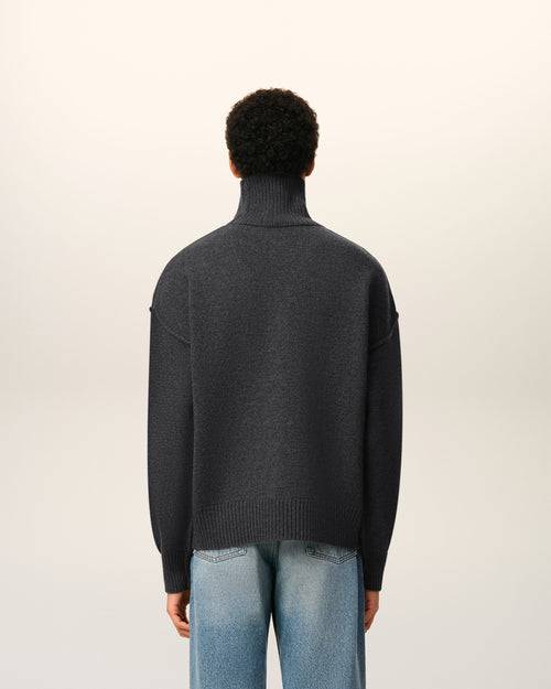 Pull Gris Col Cheminée Ami De Coeur En Laine