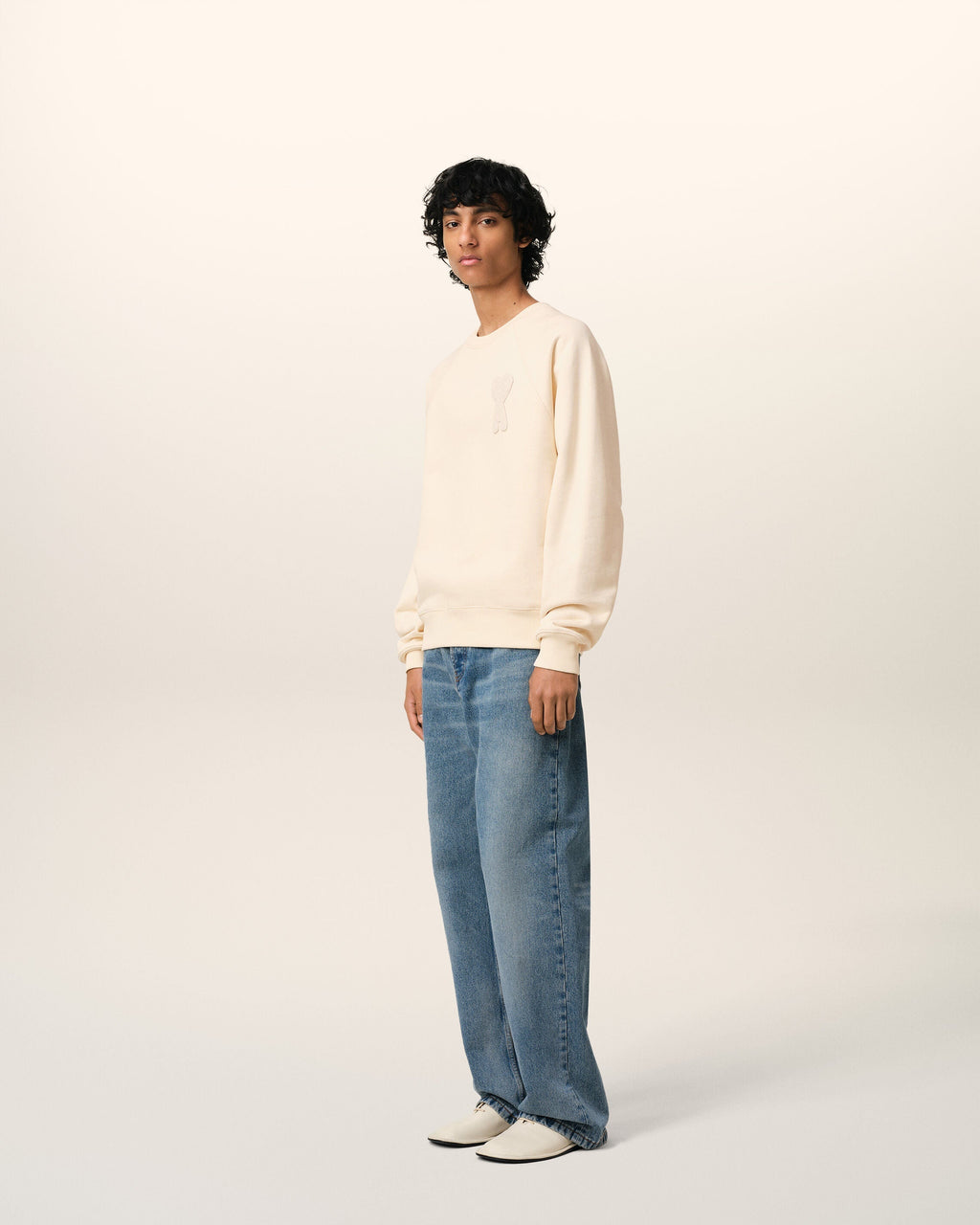 Sweatshirt Beige Patch Ami de Coeur En Coton