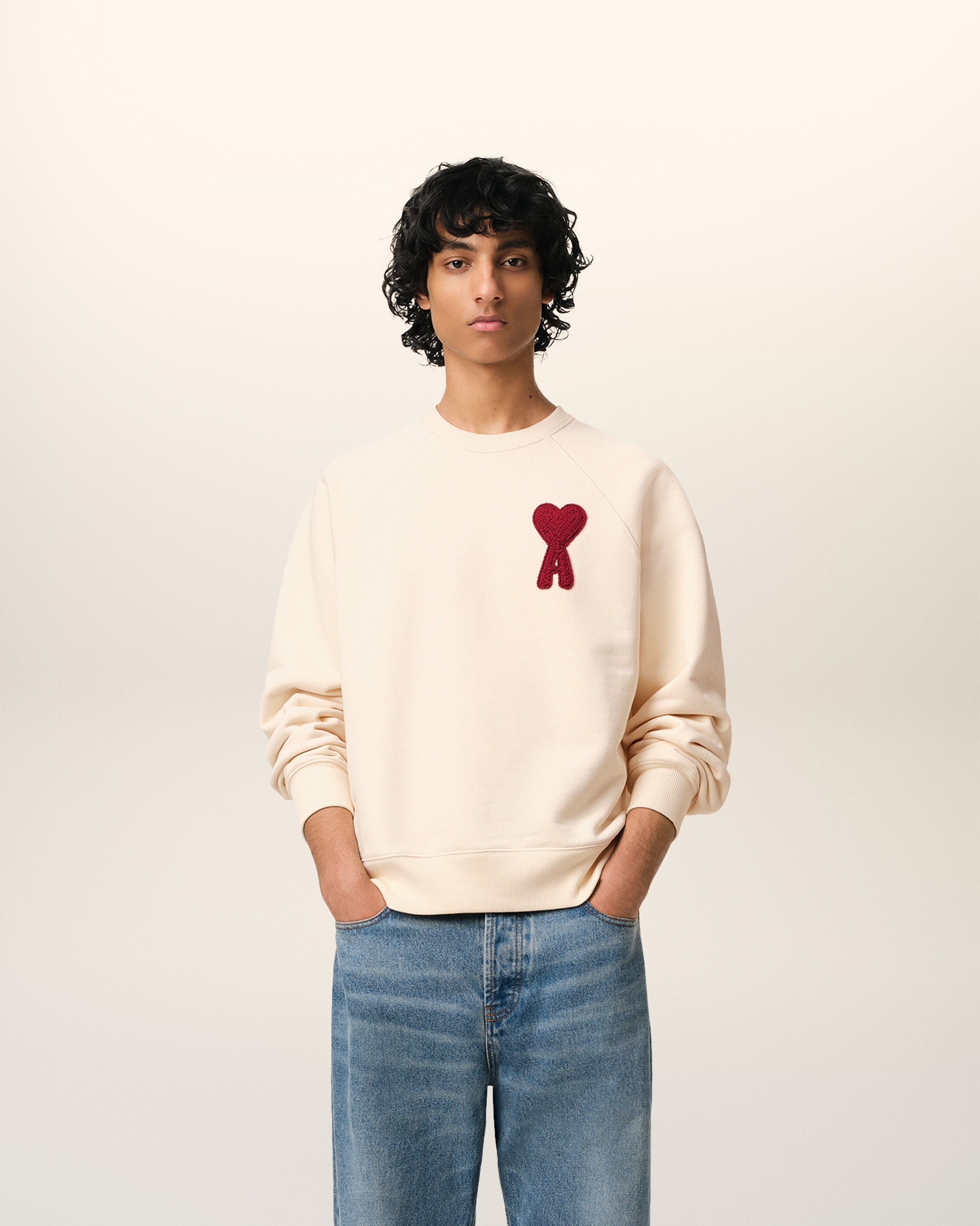 Sweatshirt Beige Patch Ami de Coeur En Coton