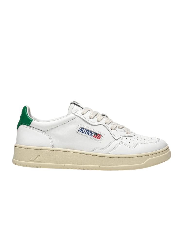 AUTRY - Baskets medalist low en cuir blanc et vert - Lothaire